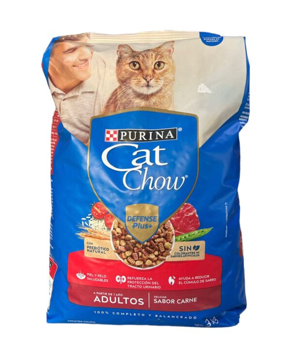 CAT CHOW ADULTOS SABOR CARNE 3 KG.